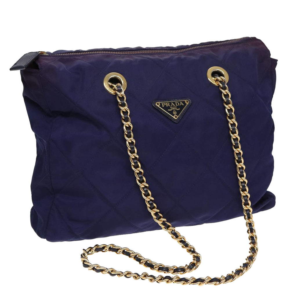 PRADA Chain Shoulder Bag Nylon Purple ac3138