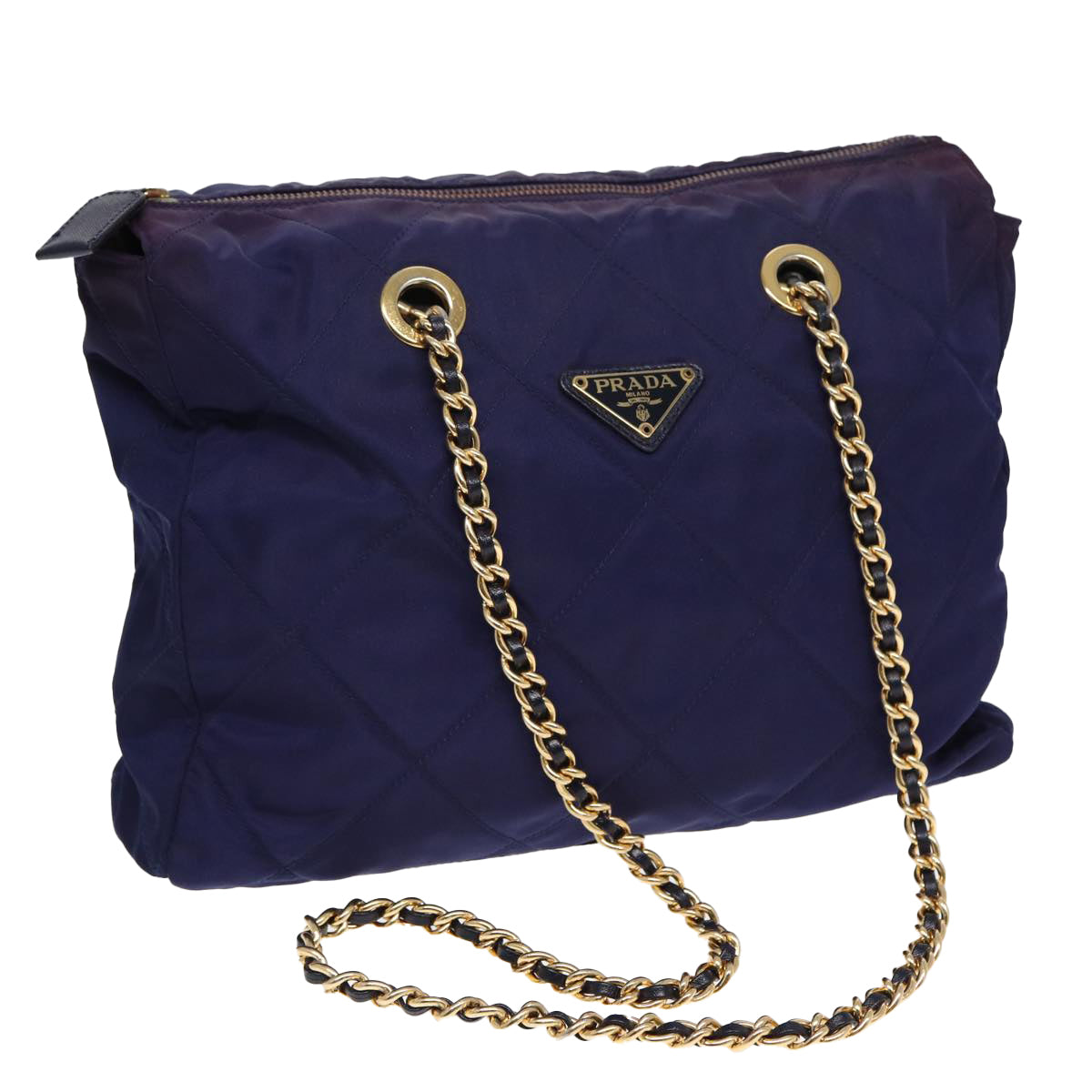 PRADA Chain Shoulder Bag Nylon Purple ac3138