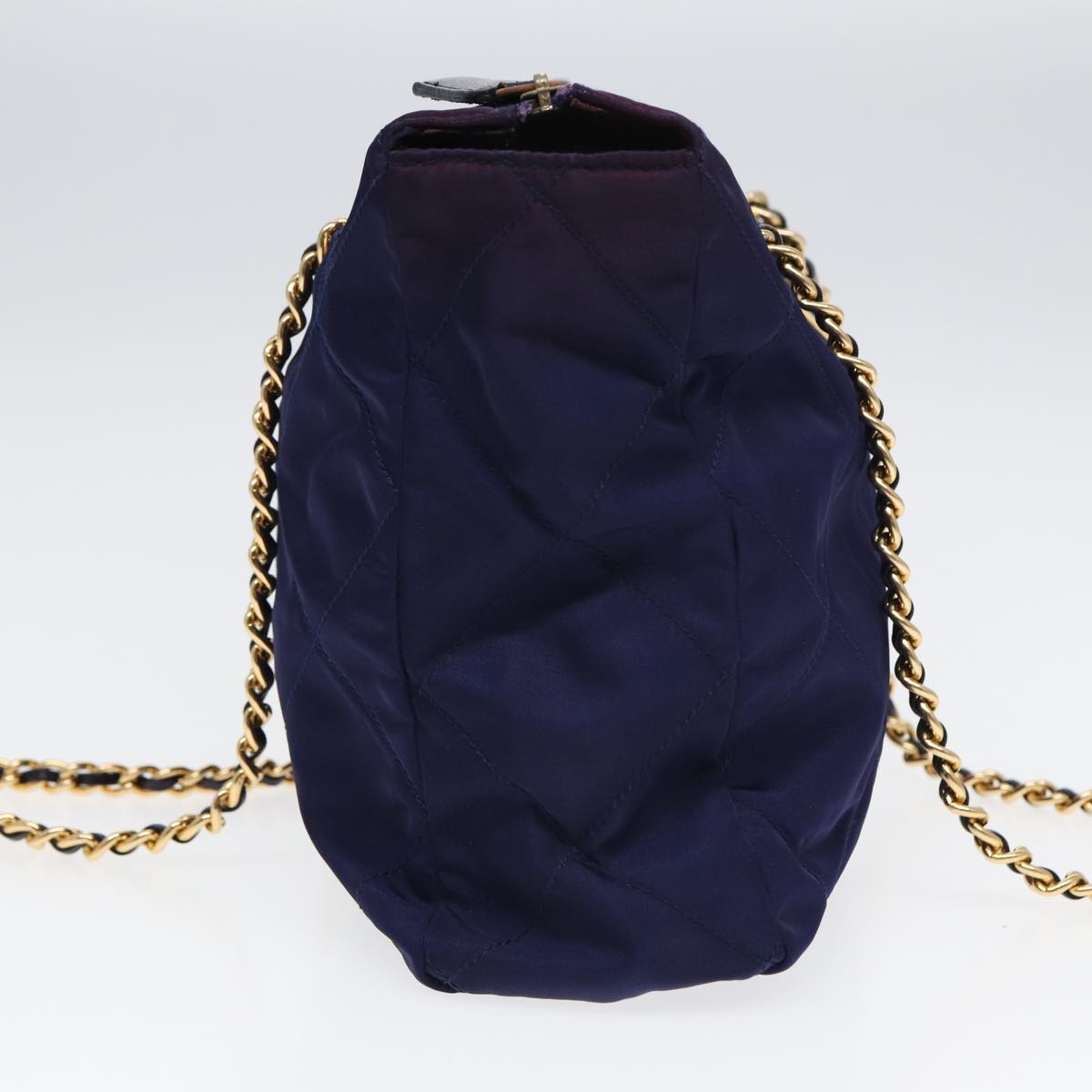 PRADA Chain Shoulder Bag Nylon Purple ac3138