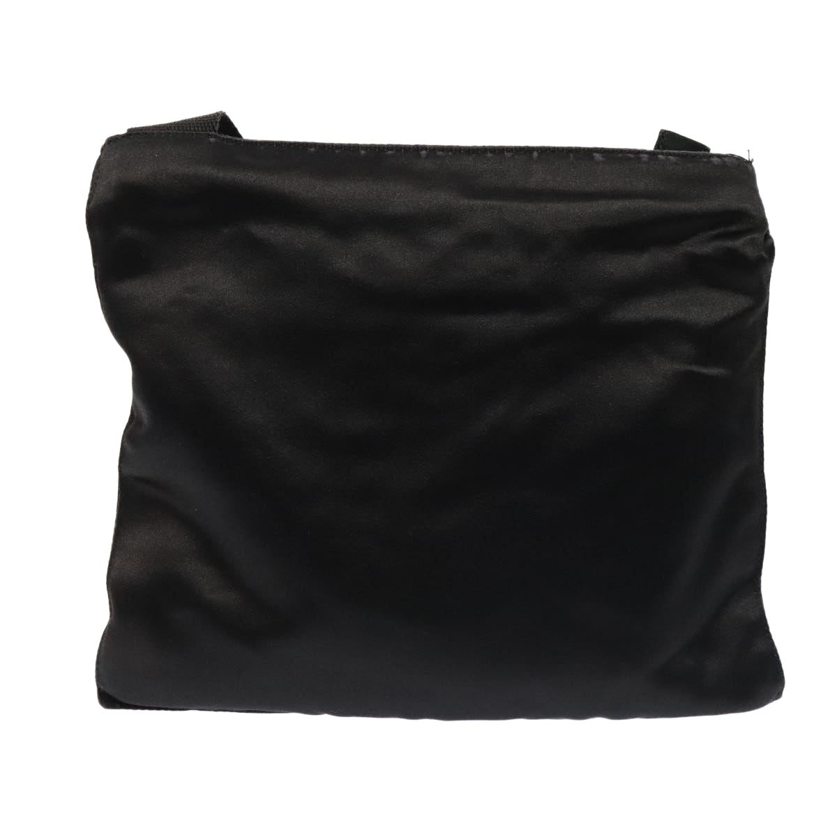 PRADA Shoulder Bag Satin Silver Black ac3203