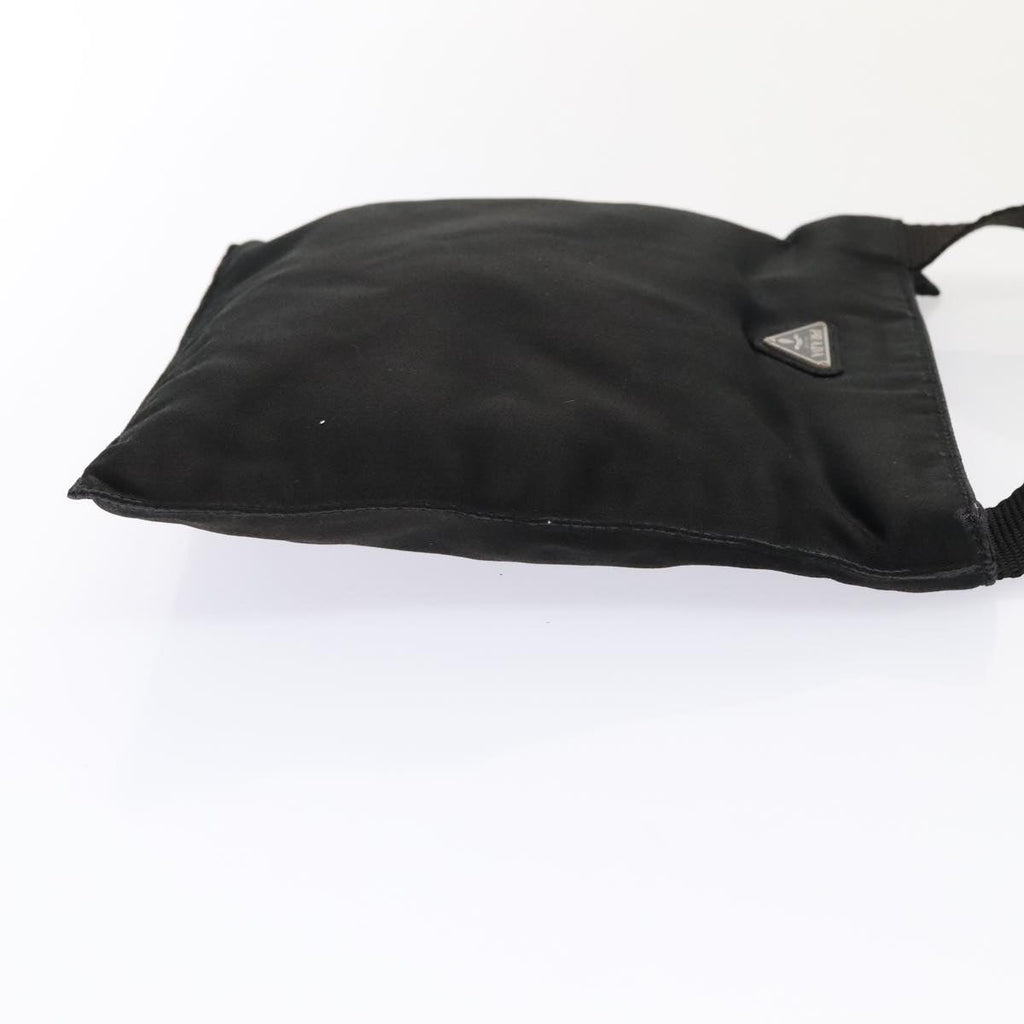 PRADA Shoulder Bag Satin Silver Black ac3203
