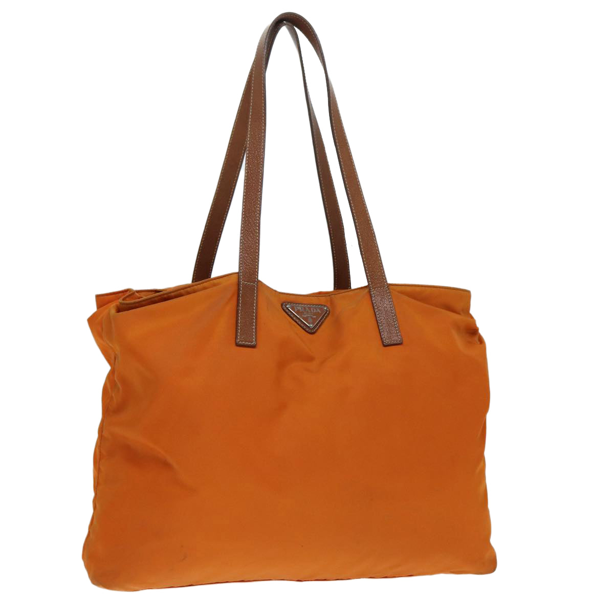 PRADA Tote Bag Nylon Orange Silver ac3237