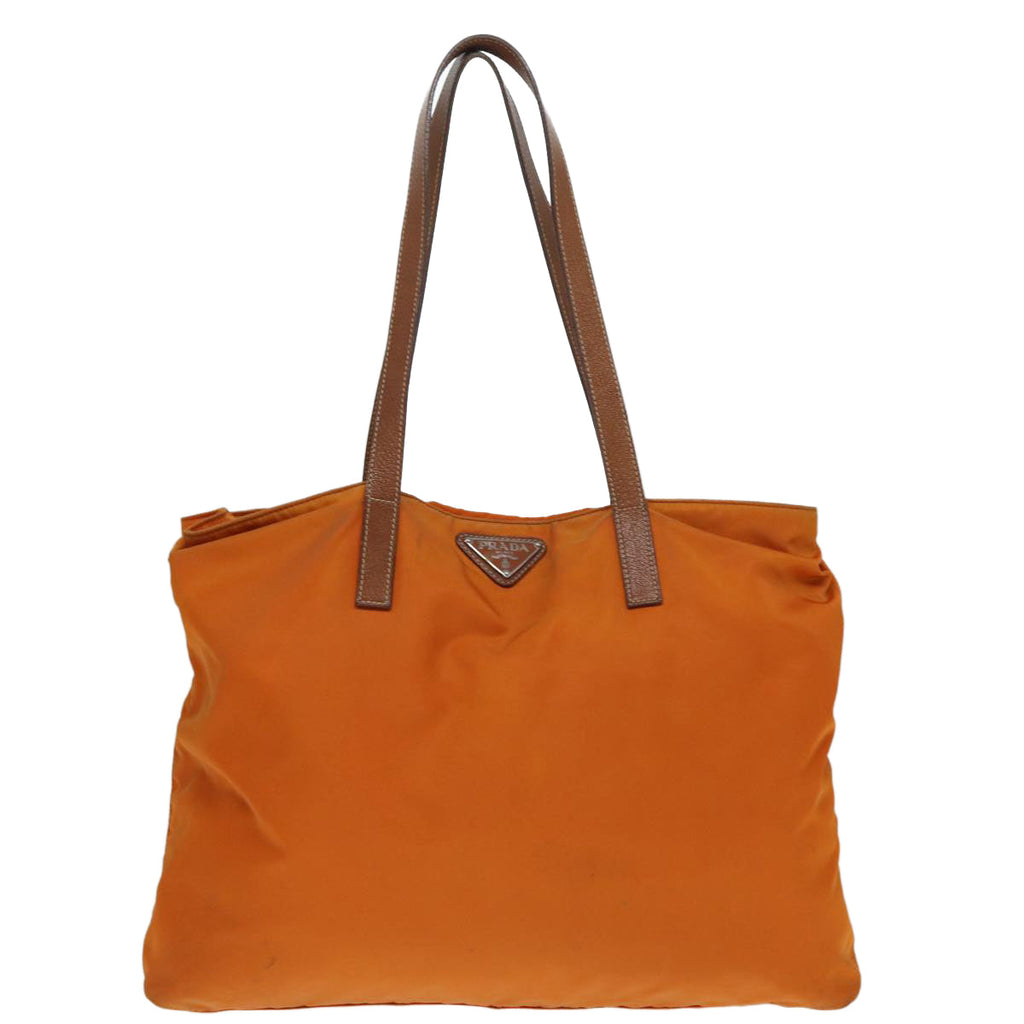 PRADA Tote Bag Nylon Orange Silver ac3237