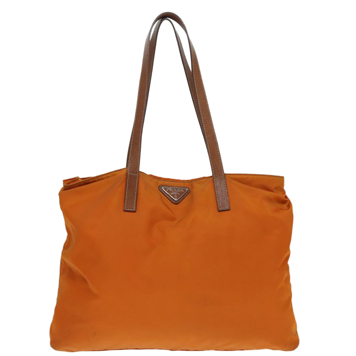 PRADA Tote Bag Nylon Orange Silver ac3237