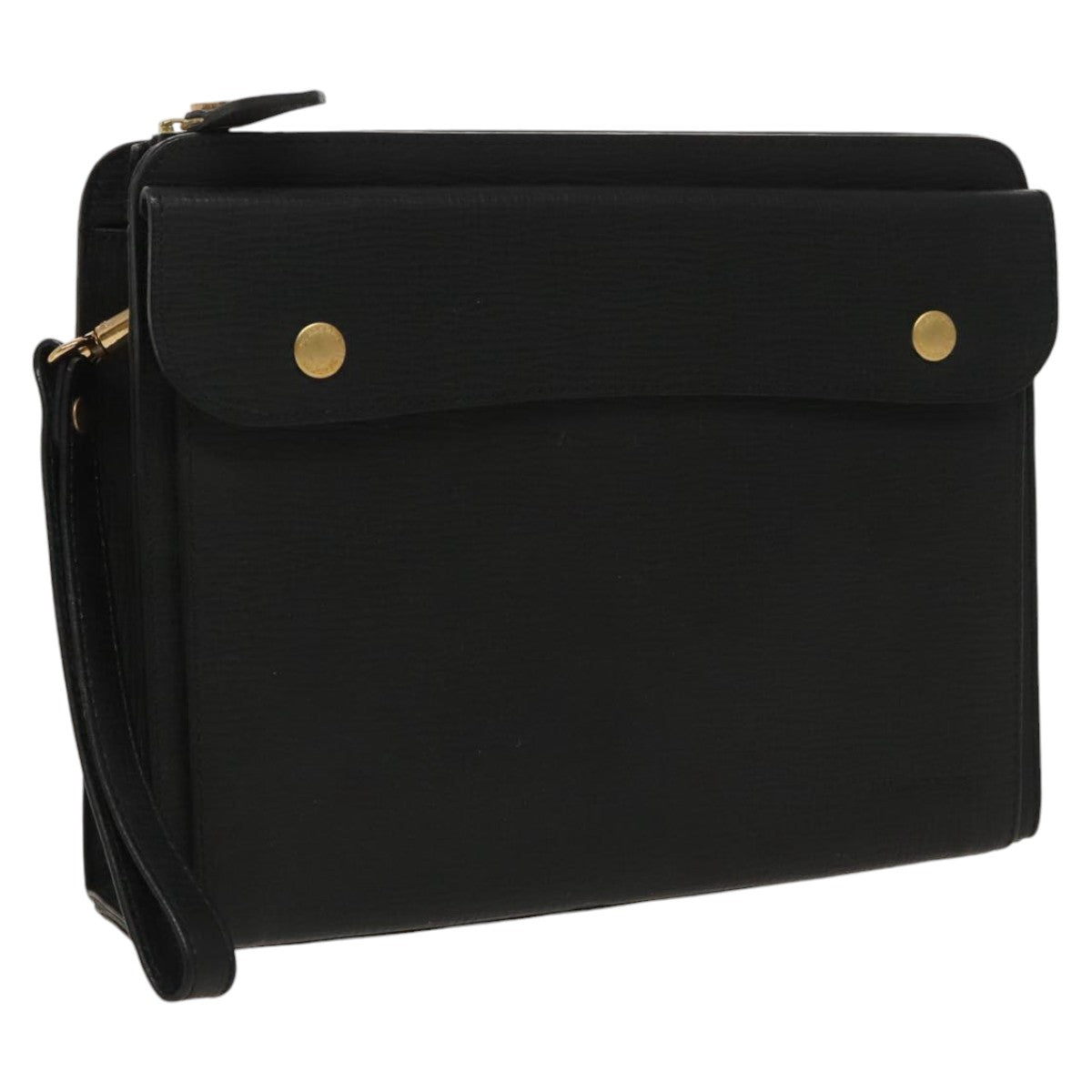 BURBERRY Clutch Bag Leather Black Gold ac3326