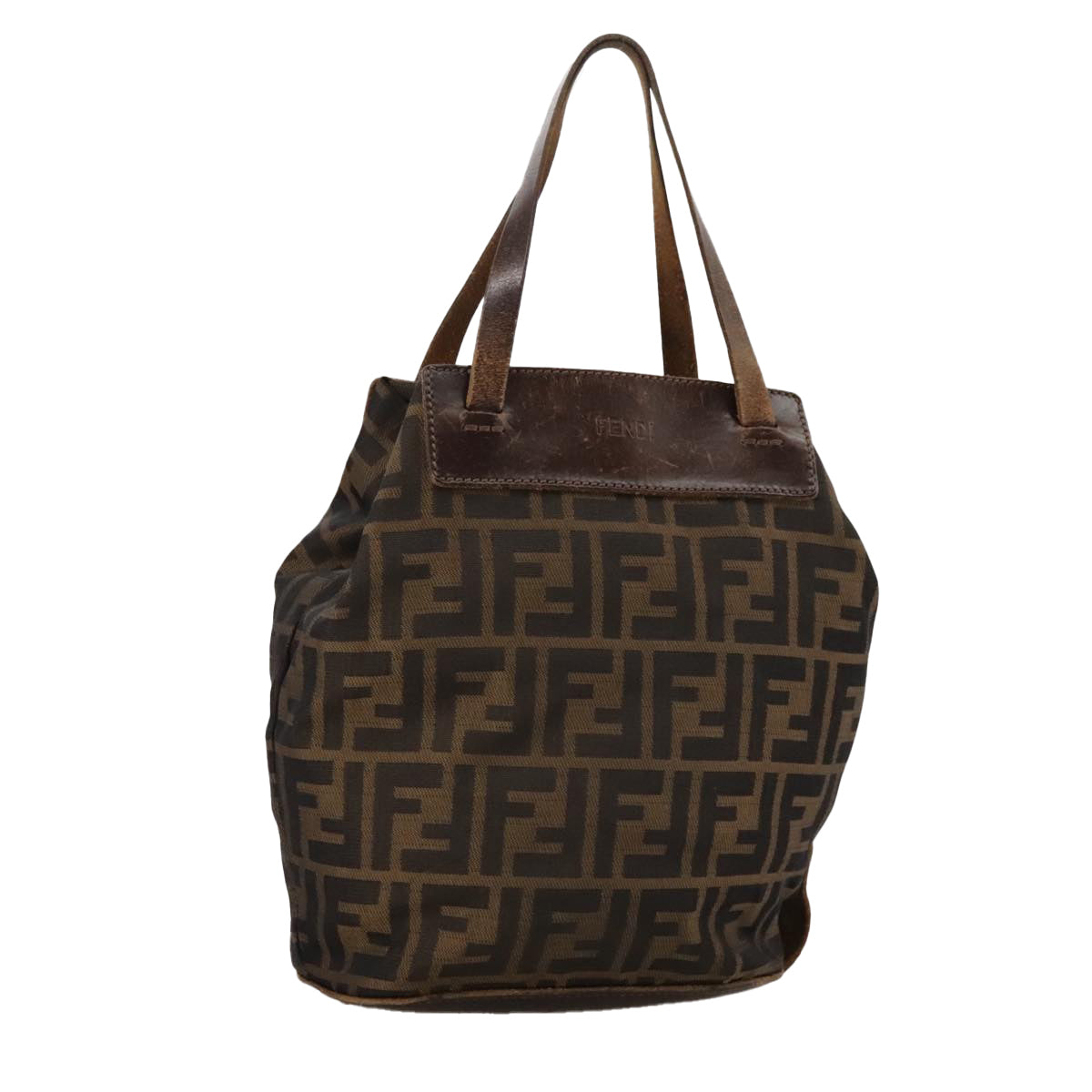 FENDI Zucca Canvas Hand Bag Brown Black ac3445