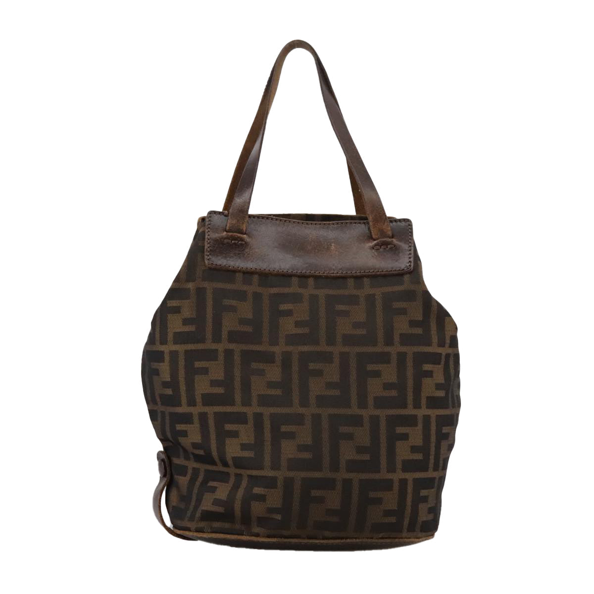 FENDI Zucca Canvas Hand Bag Brown Black ac3445