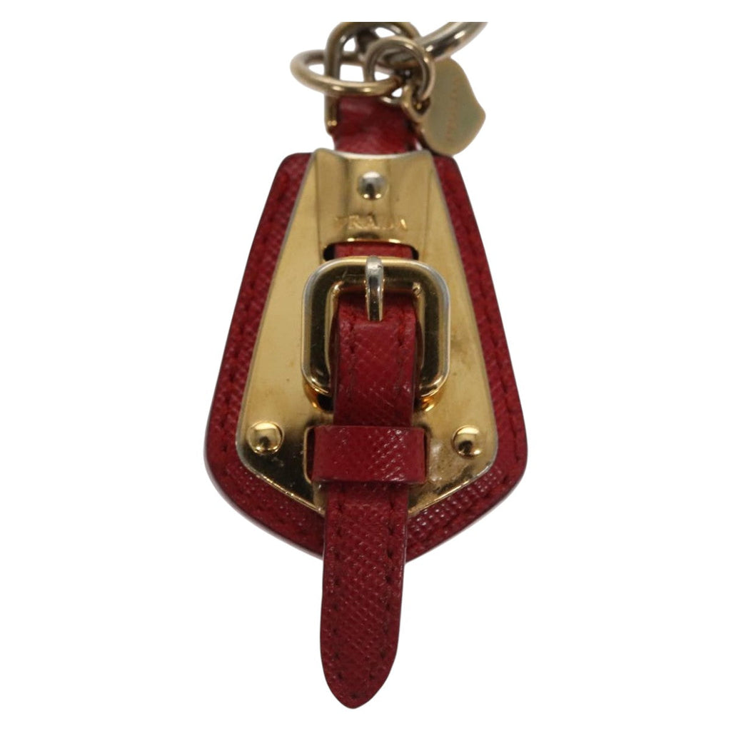 PRADA Key Ring Leather Red ac3521