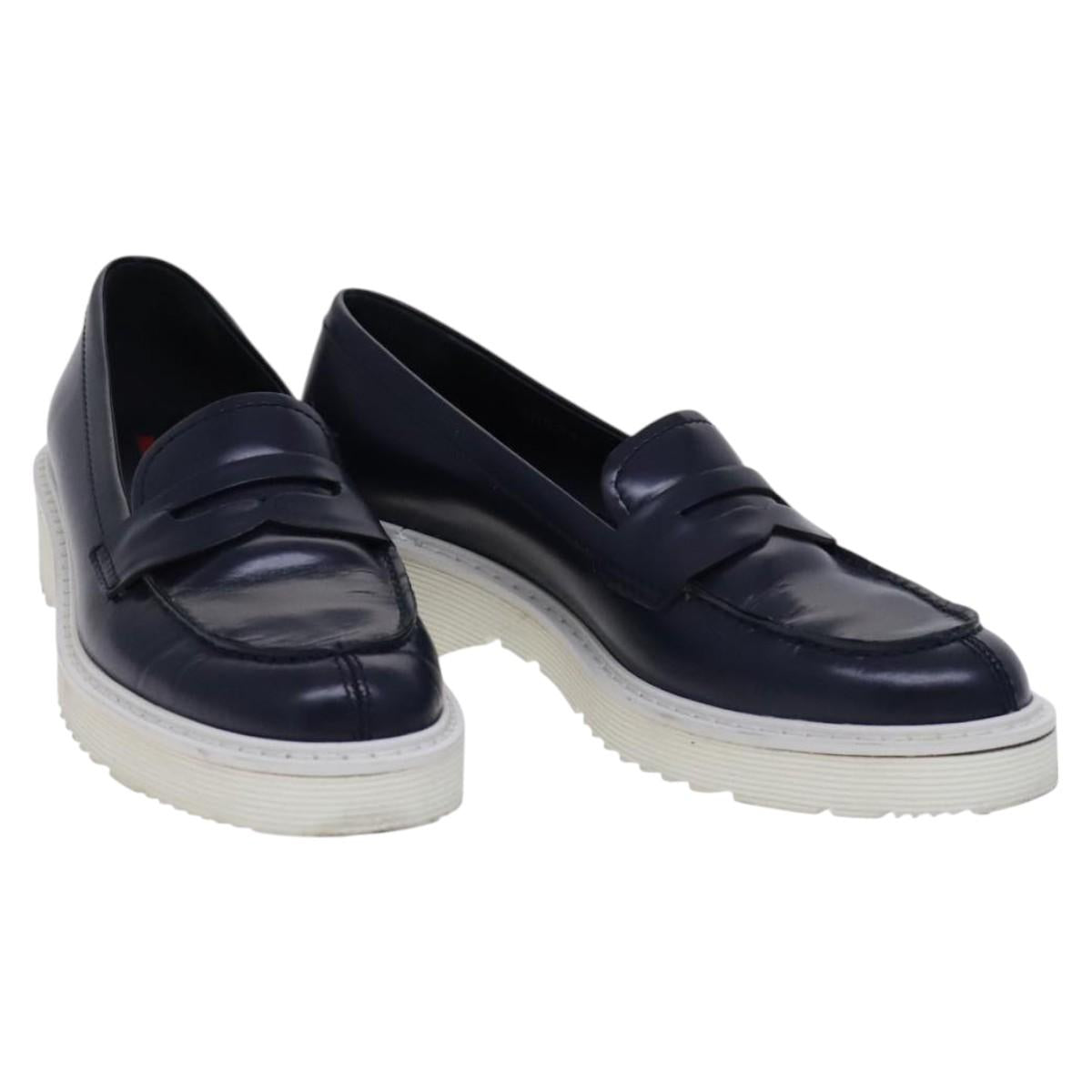 PRADA Sports Loafers shoes Leather Navy ac3709