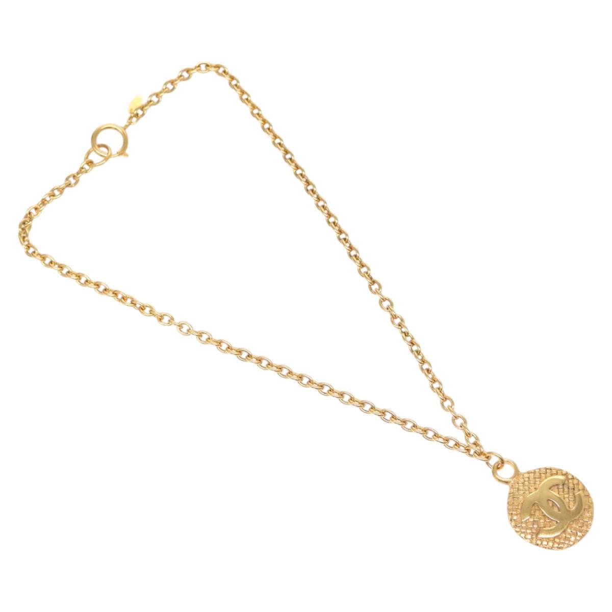 CHANEL COCO Mark Chain Necklace metal Gold CC ac3798