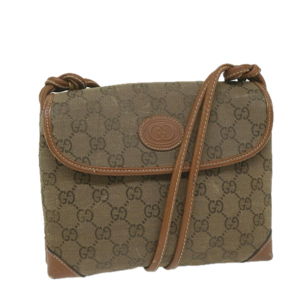 GUCCI GG Canvas Shoulder Bag Beige ai697