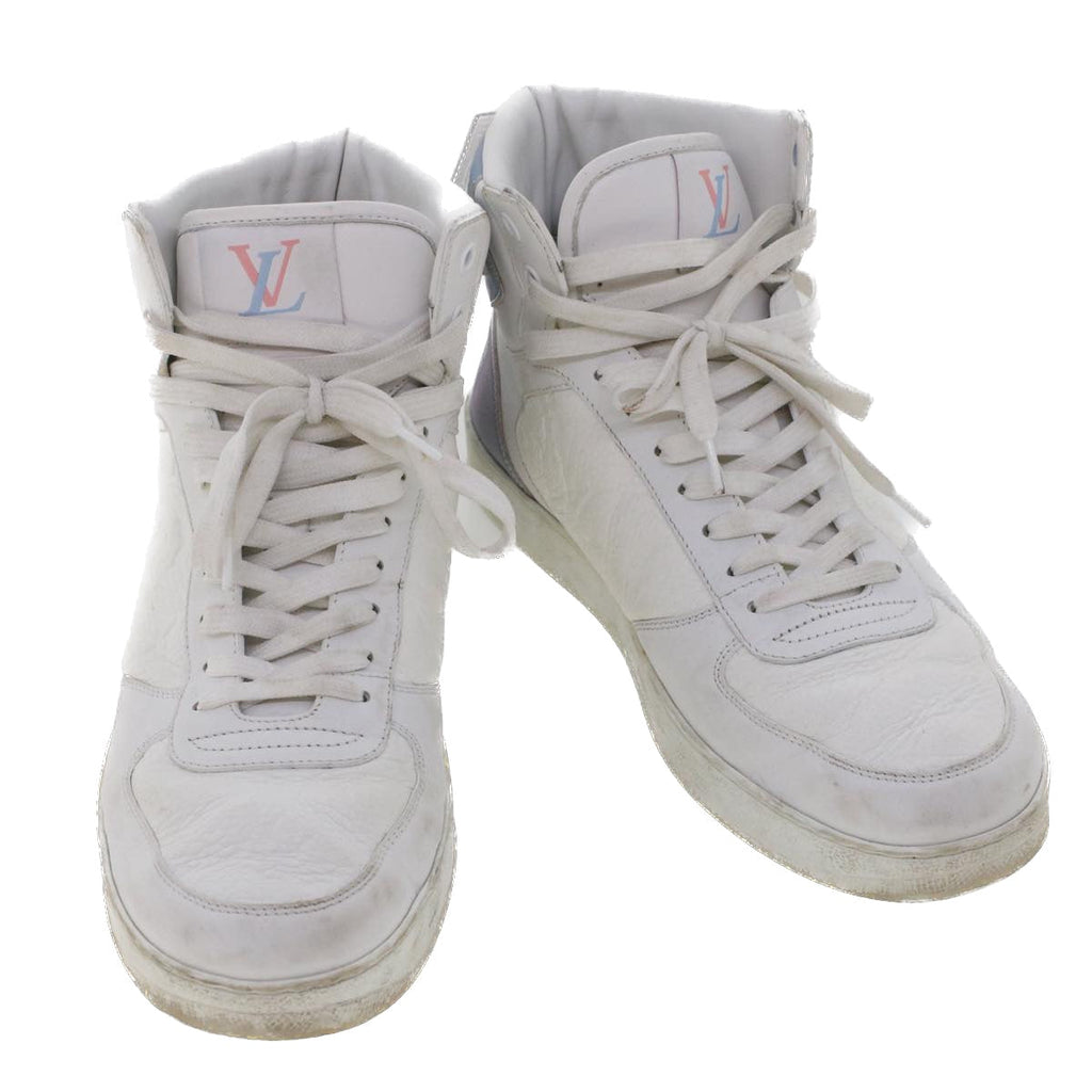 LOUIS VUITTON Monogram Rivoli Line High Top Sneakers Leather 6 White ak205