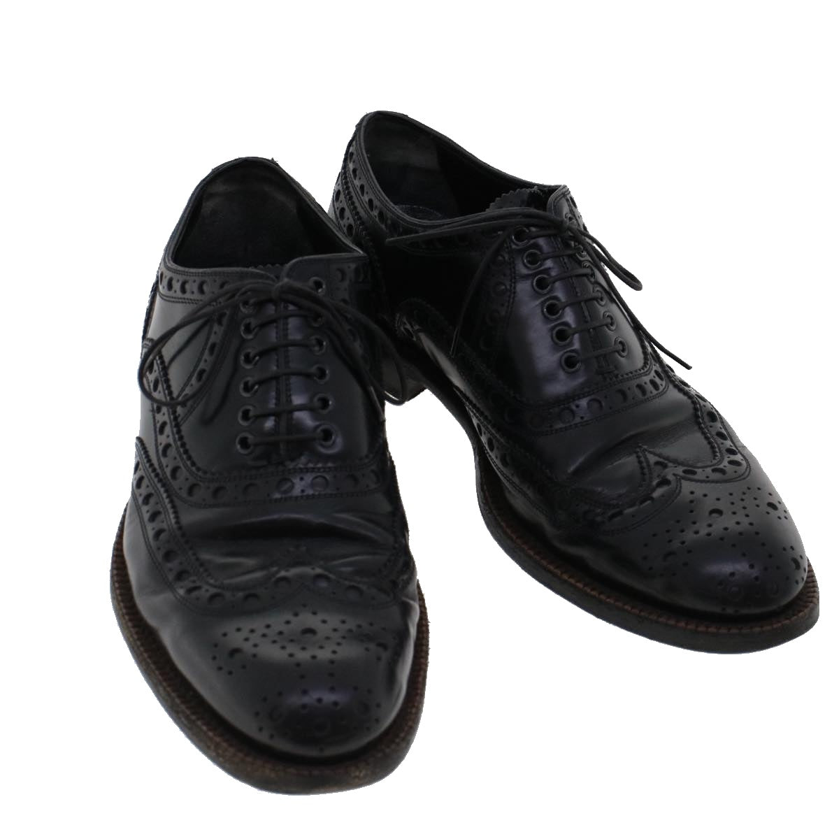 LOUIS VUITTON Wing Tip Medallio Shoes Leather 5.5 M Black MP3136 LV ak214