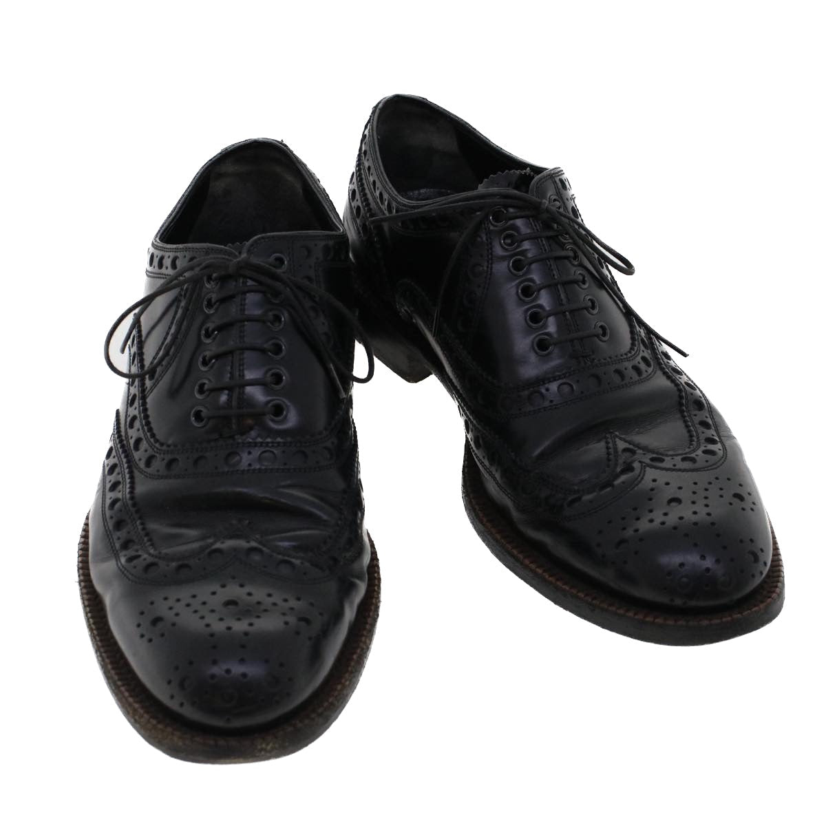 LOUIS VUITTON Wing Tip Medallio Shoes Leather 5.5 M Black MP3136 LV ak214