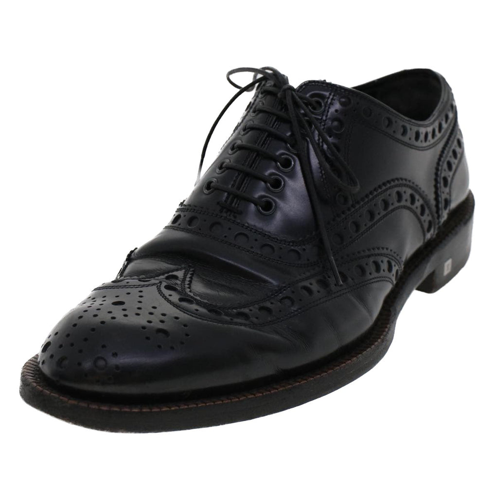 LOUIS VUITTON Wing Tip Medallio Shoes Leather 5.5 M Black MP3136 LV ak214