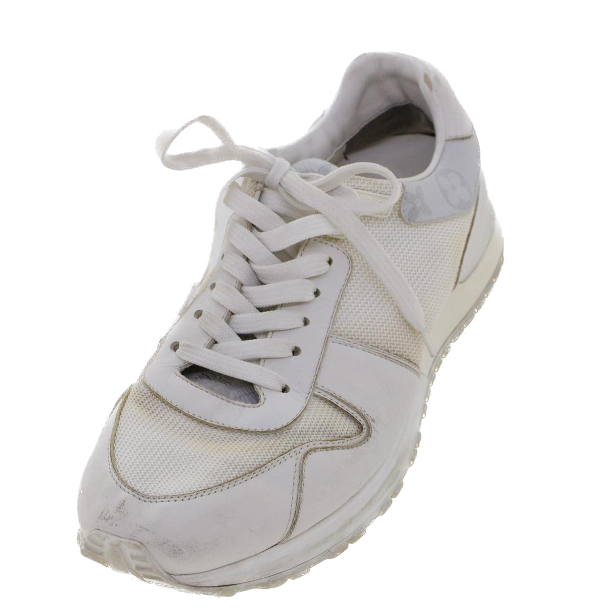 LOUIS VUITTON Monogram Runaway Line Sneakers Leather 6 White LV ak215