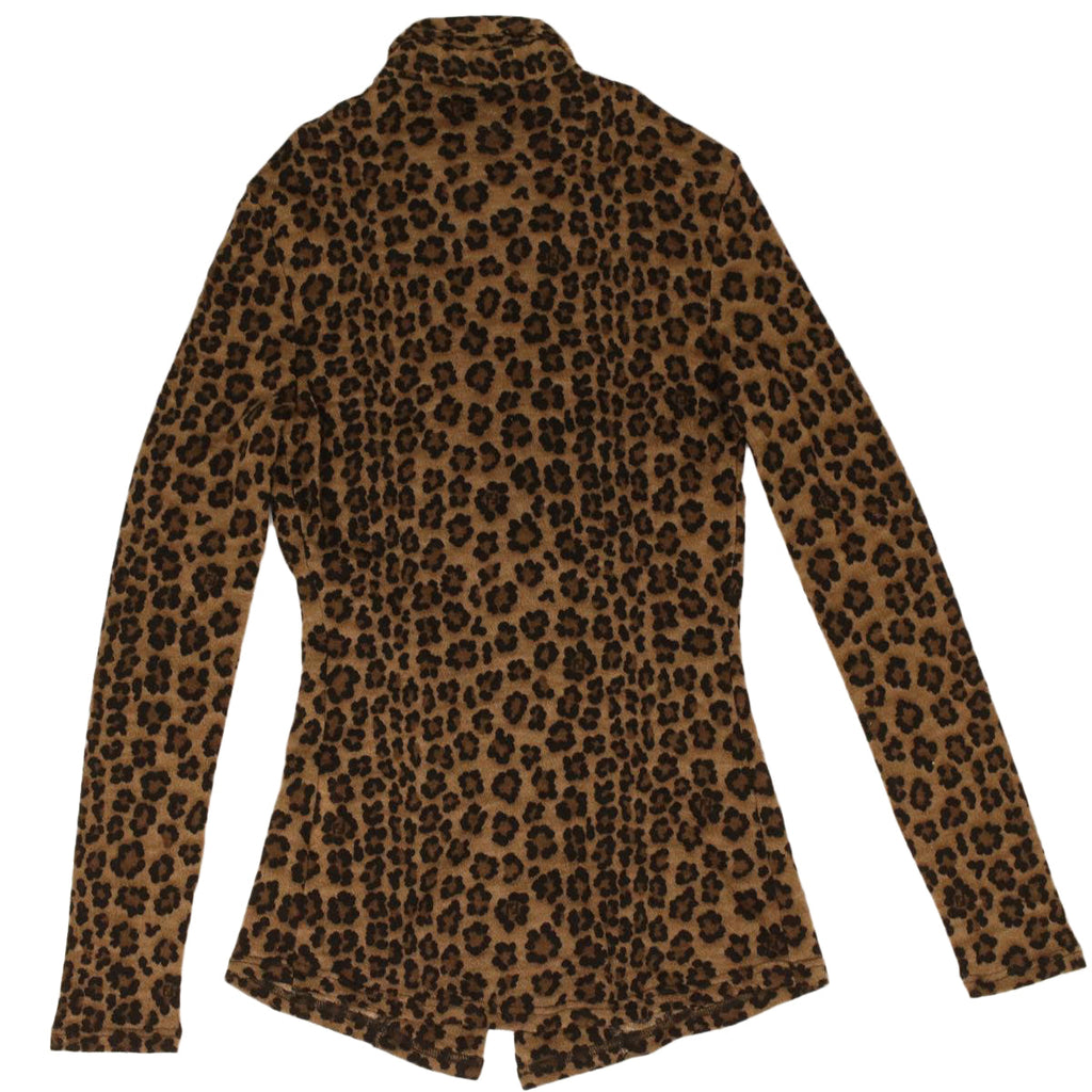 FENDI Leopard Long Sleeved Shirt Wool Brown am3595