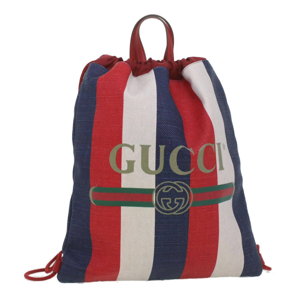 GUCCI Web Sherry Line Backpack Canvas Tricolor Red Blue Green 473872 am3970