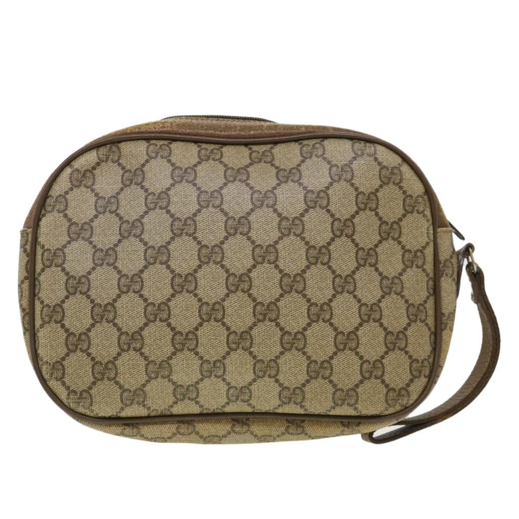 GUCCI GG Canvas Web Sherry Line Clutch Bag Beige Red Green am4114