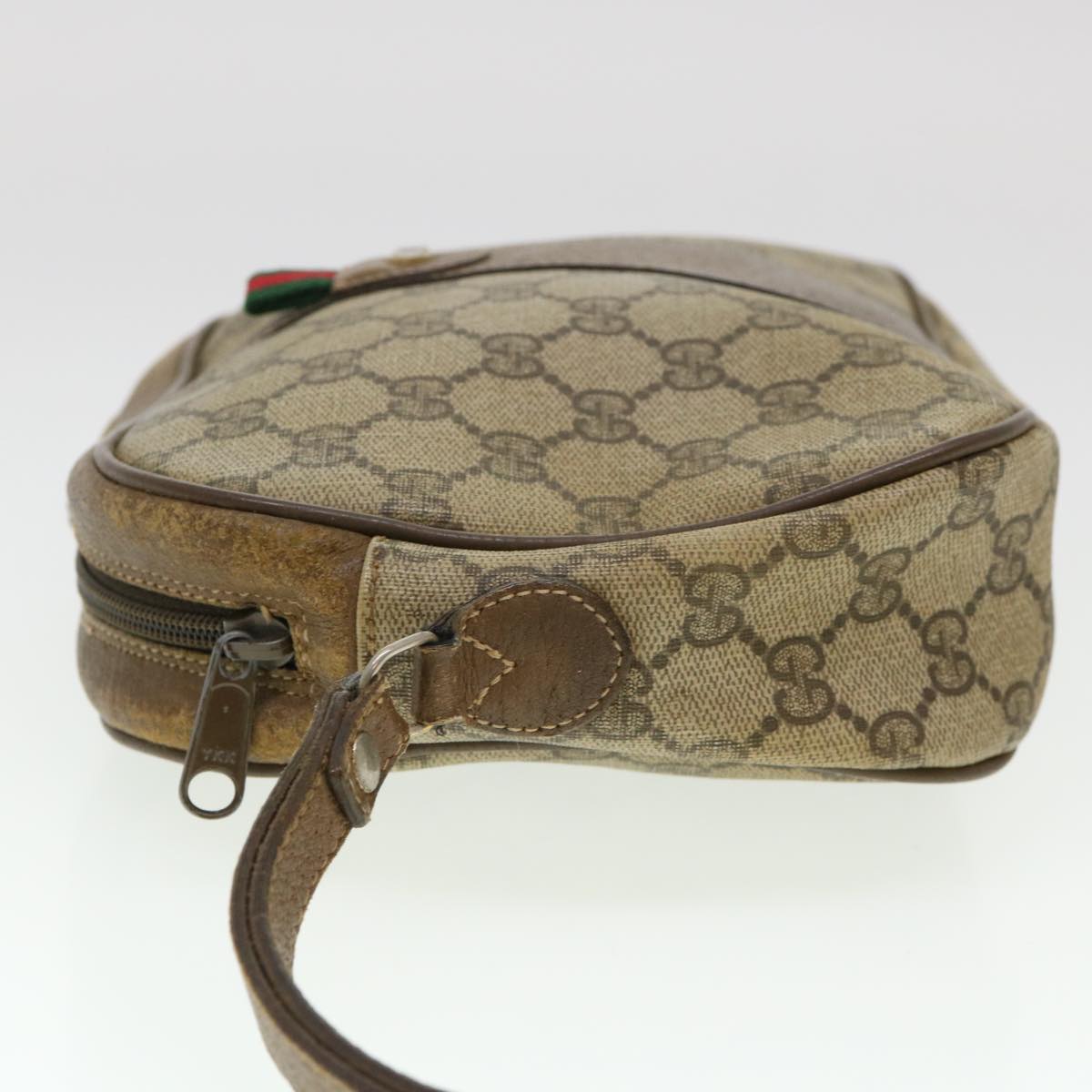 GUCCI GG Canvas Web Sherry Line Clutch Bag Beige Red Green am4114
