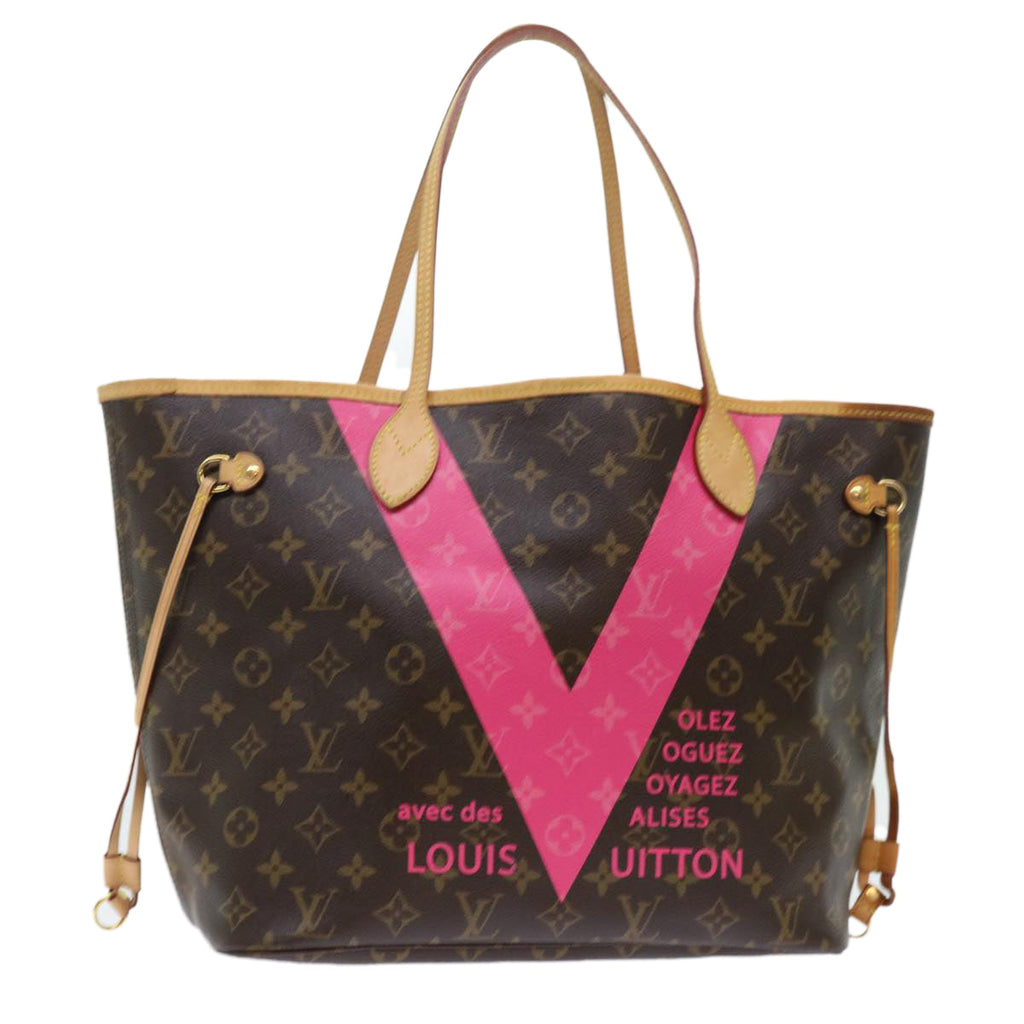 LOUIS VUITTON Monogram V line Neverfull MM Tote Bag Pink M41602 LV am4905