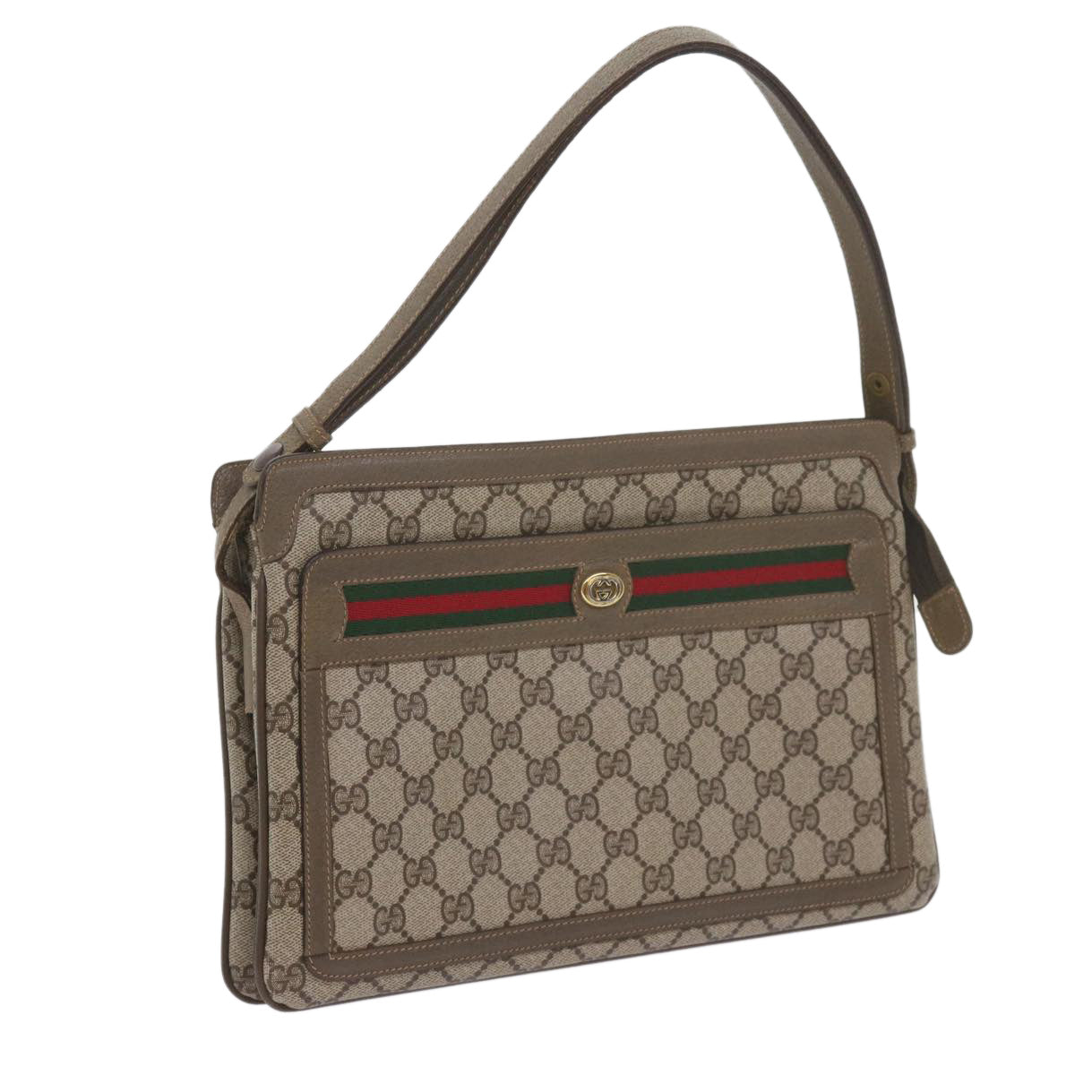 GUCCI GG Supreme Web Sherry Line Shoulder Bag Beige Red 41 02 090 am5260