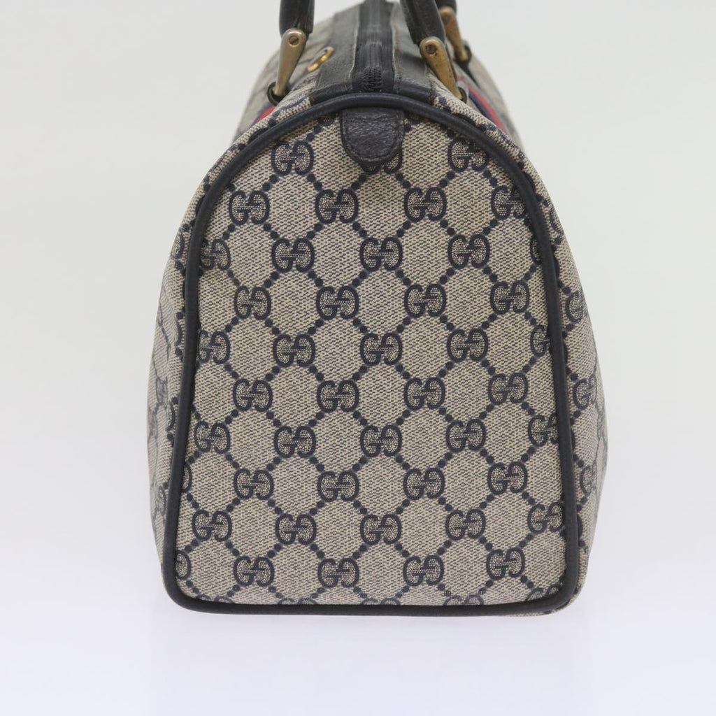 GUCCI GG Supreme Sherry Line Boston Bag PVC Leather Red Navy am5311