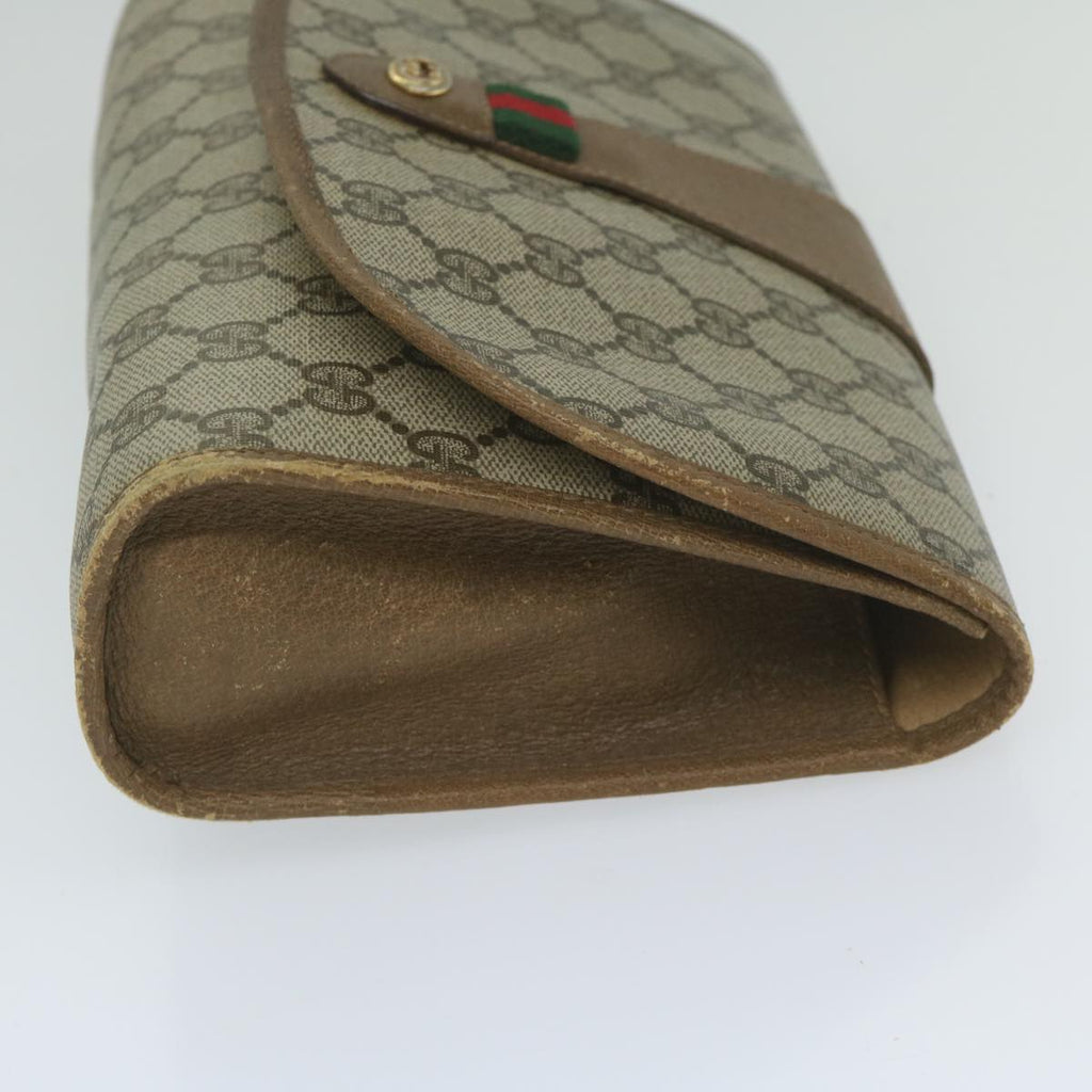 GUCCI GG Supreme Web Sherry Line Clutch Bag Beige Red 89 01 030 am5314