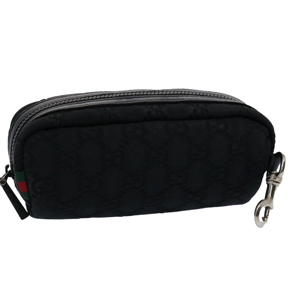 GUCCI GG Canvas Web Sherry Line Pouch Black Red Green 245800 am5323