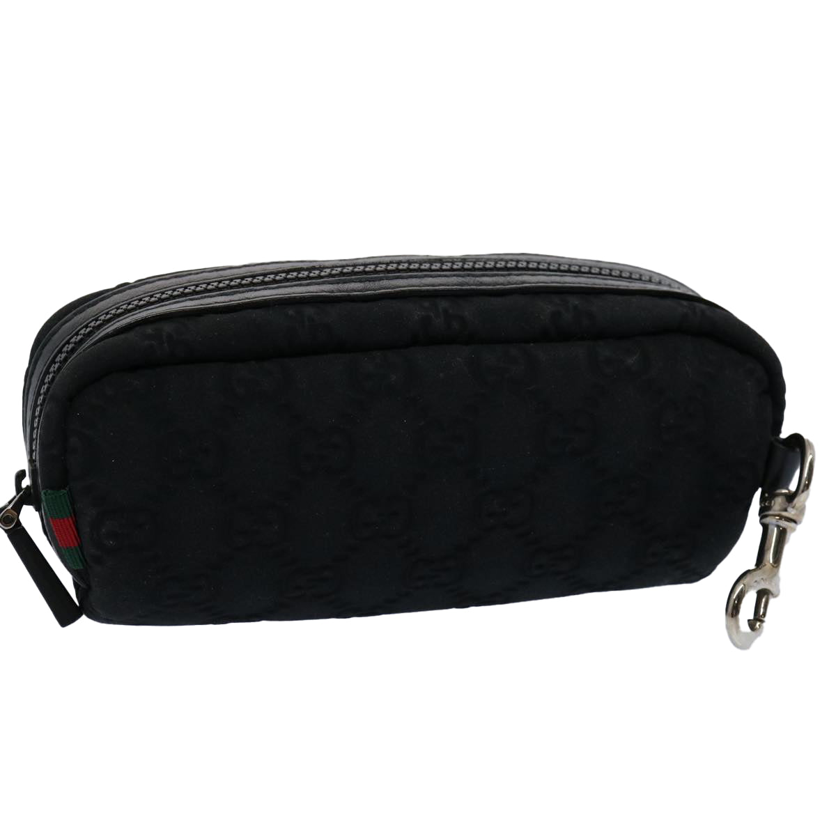 GUCCI GG Canvas Web Sherry Line Pouch Black Red Green 245800 am5323