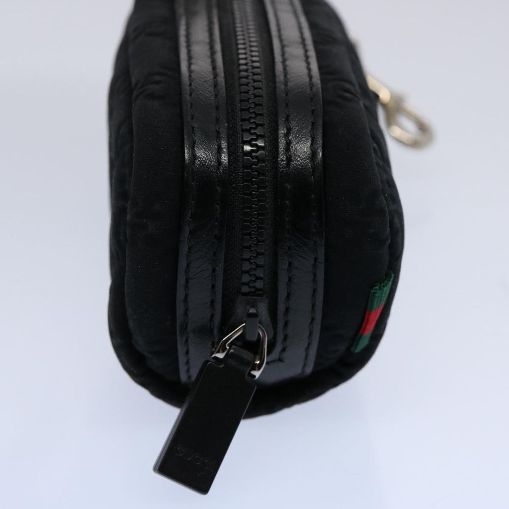GUCCI GG Canvas Web Sherry Line Pouch Black Red Green 245800 am5323