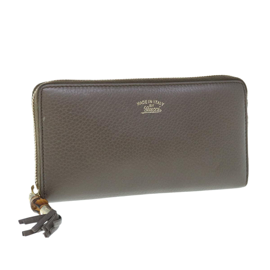 GUCCI Bamboo Wallet Leather Gray 307984 am5556