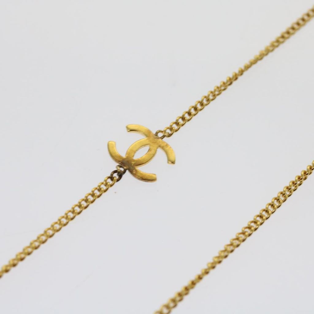 CHANEL COCO Mark Stone Necklace Gold CC am5561V