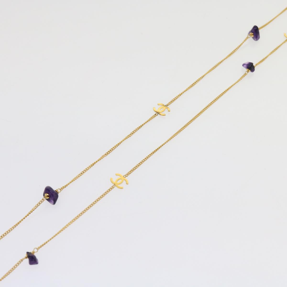 CHANEL COCO Mark Stone Necklace Gold CC am5561V