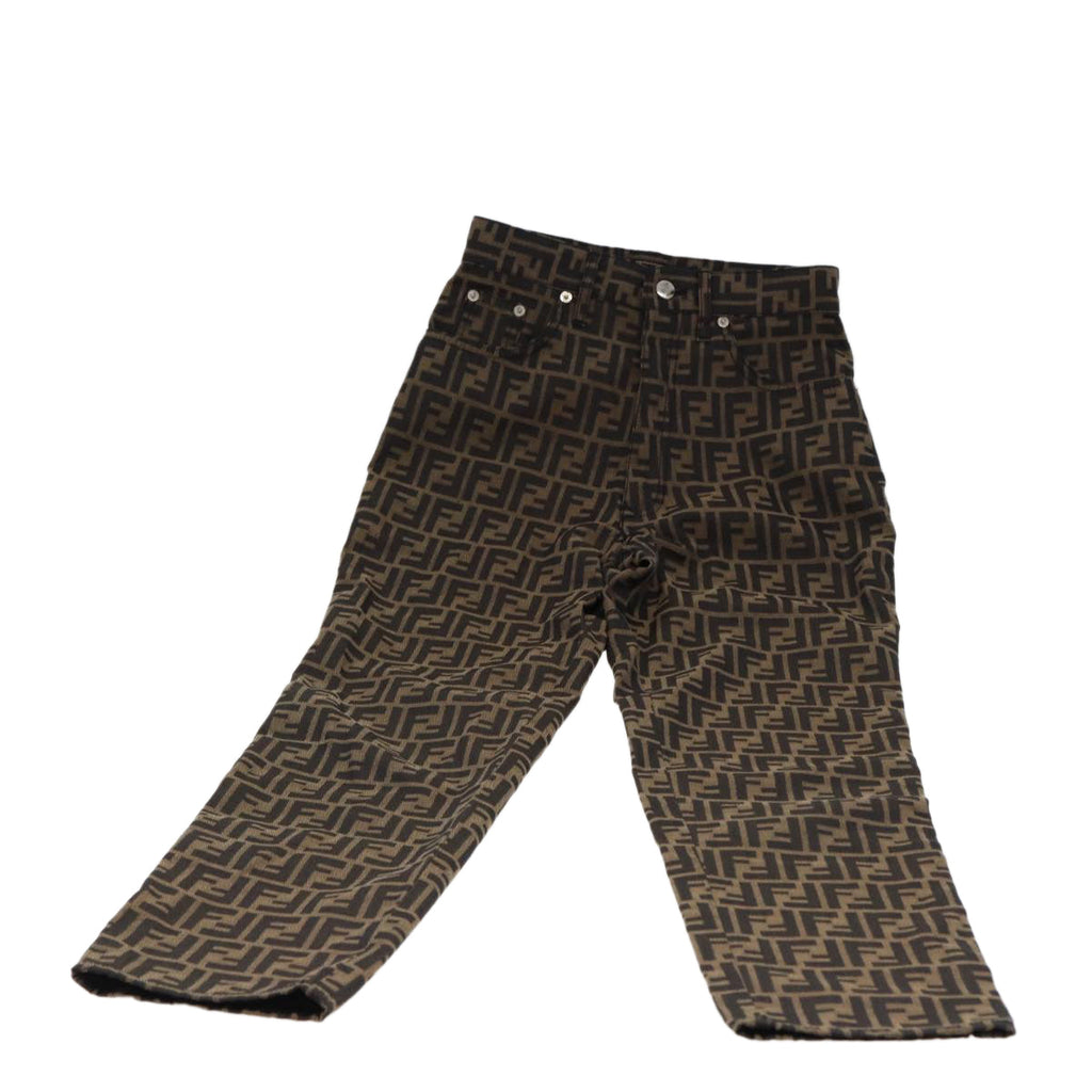 FENDI Zucca Canvas Pants Black Brown am6300