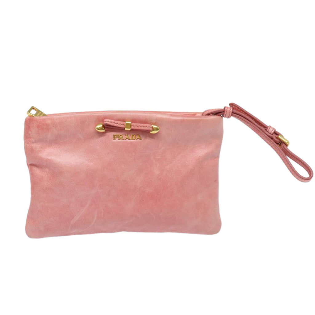 PRADA Pouch Leather Pink am6580