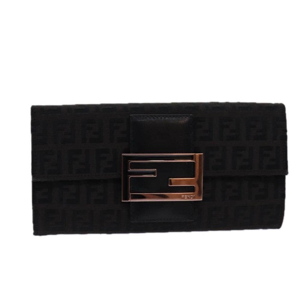 FENDI Zucchino Canvas Long Wallet Brown am6703