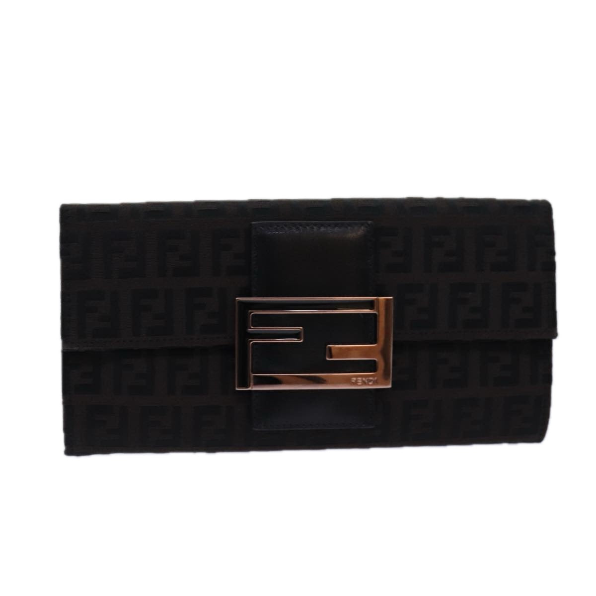 FENDI Zucchino Canvas Long Wallet Brown am6703