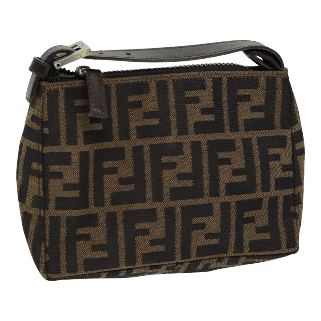 FENDI Zucca Canvas Hand Bag Brown Black am6704
