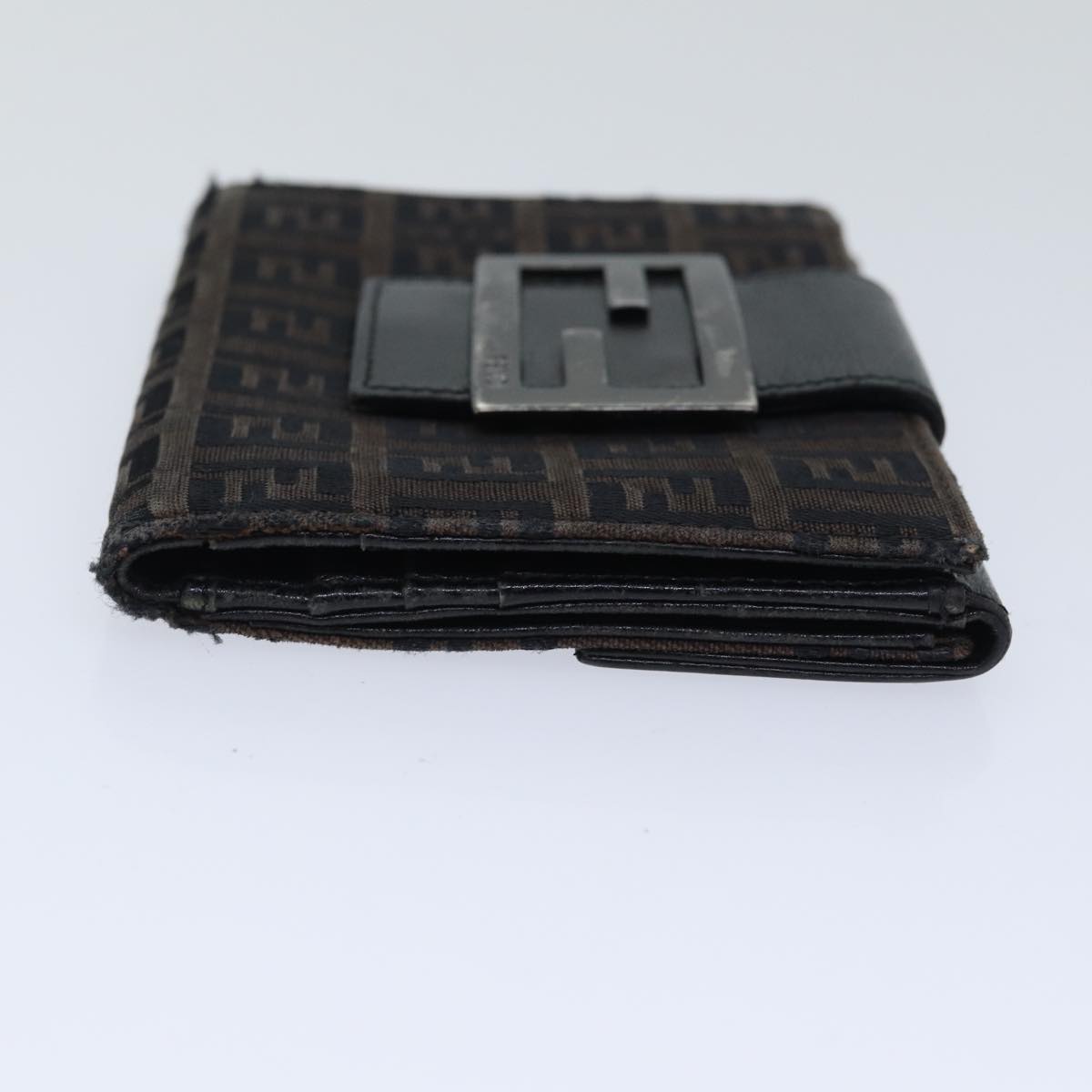 FENDI Zucchino Canvas Wallet Brown Silver am6905