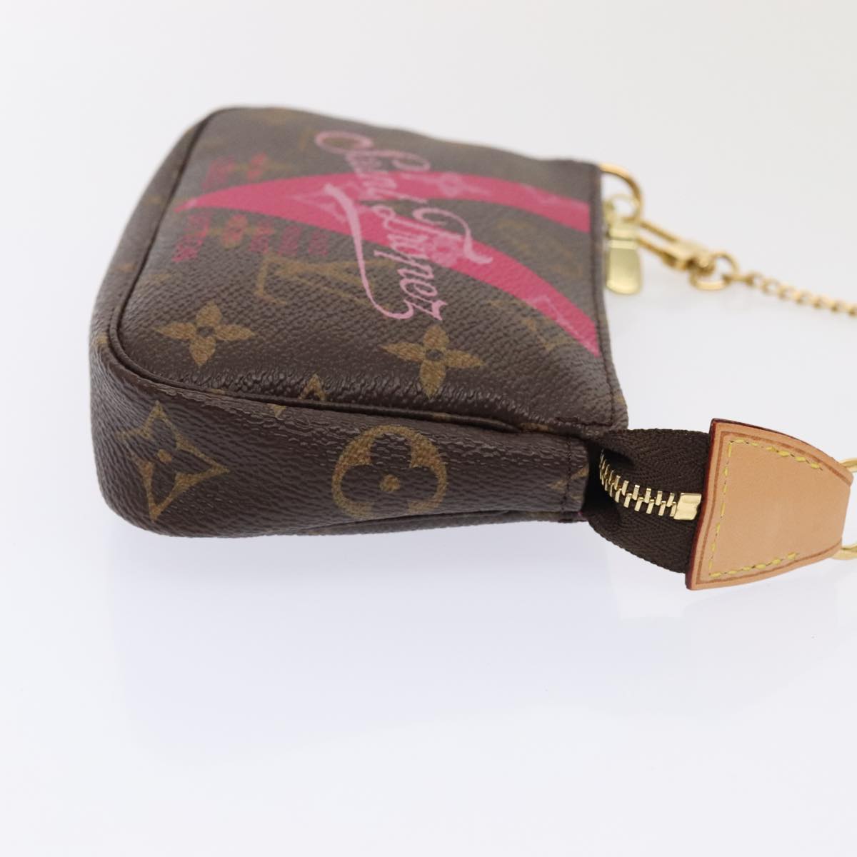 LOUIS VUITTON Monogram V line Mini Pochette Accessoires Pouch Pink am6931AV