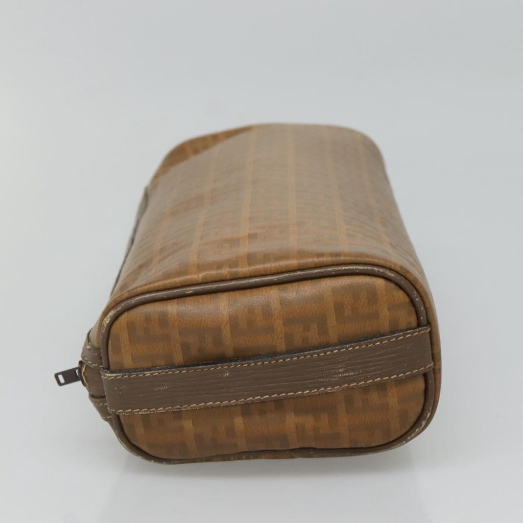 FENDI Zucchino Canvas Clutch Bag PVC Vintage Beige am8012