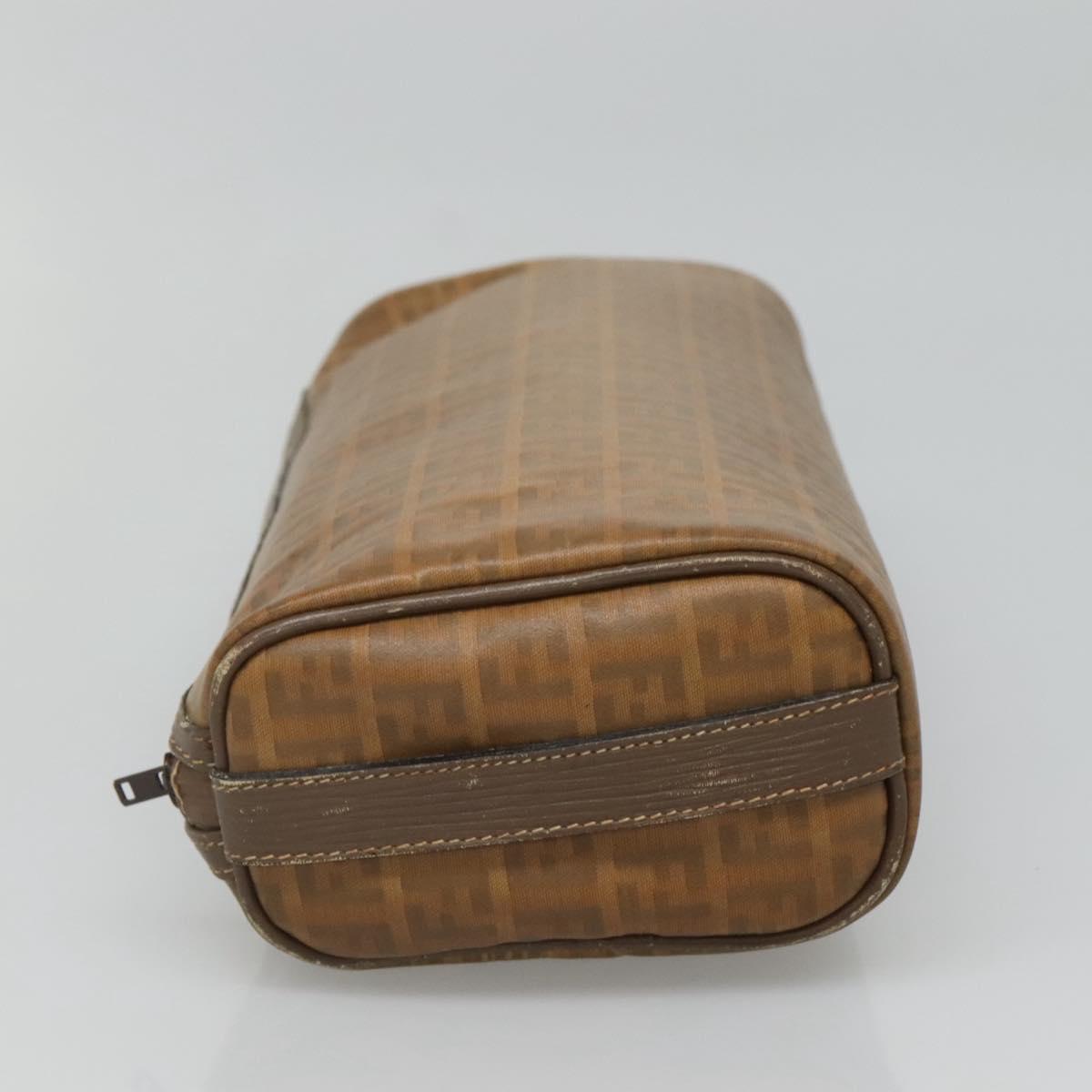 FENDI Zucchino Canvas Clutch Bag PVC Vintage Beige am8012