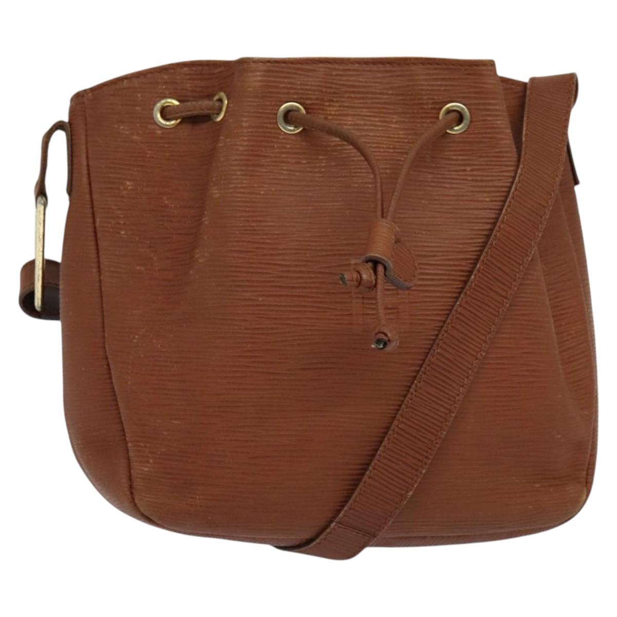 FENDI Shoulder Bag Leather Brown Gold am8357