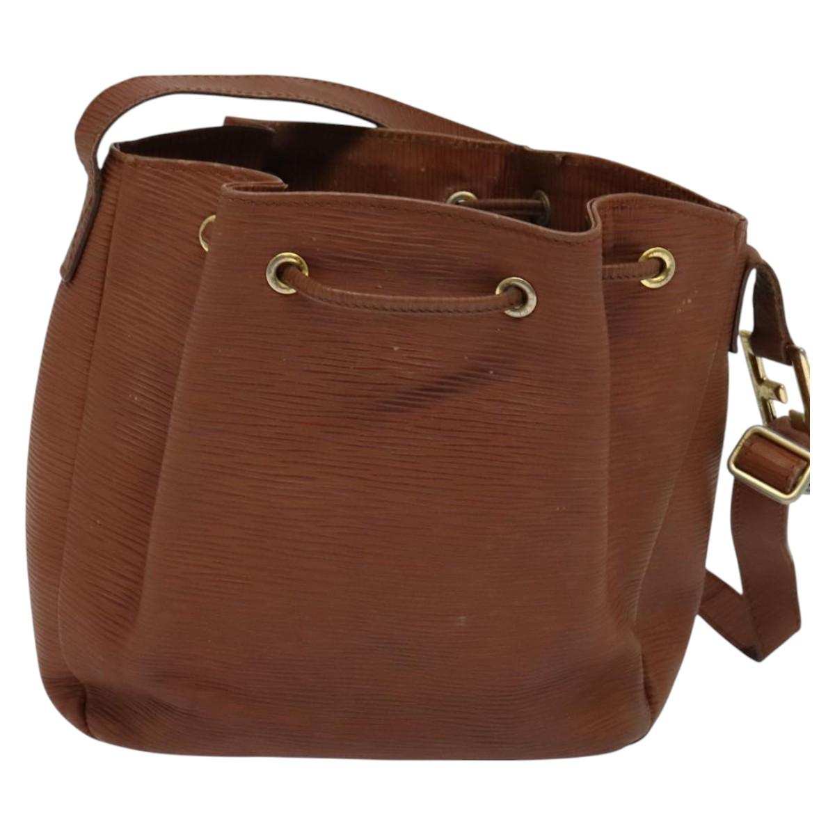 FENDI Shoulder Bag Leather Brown Gold am8357