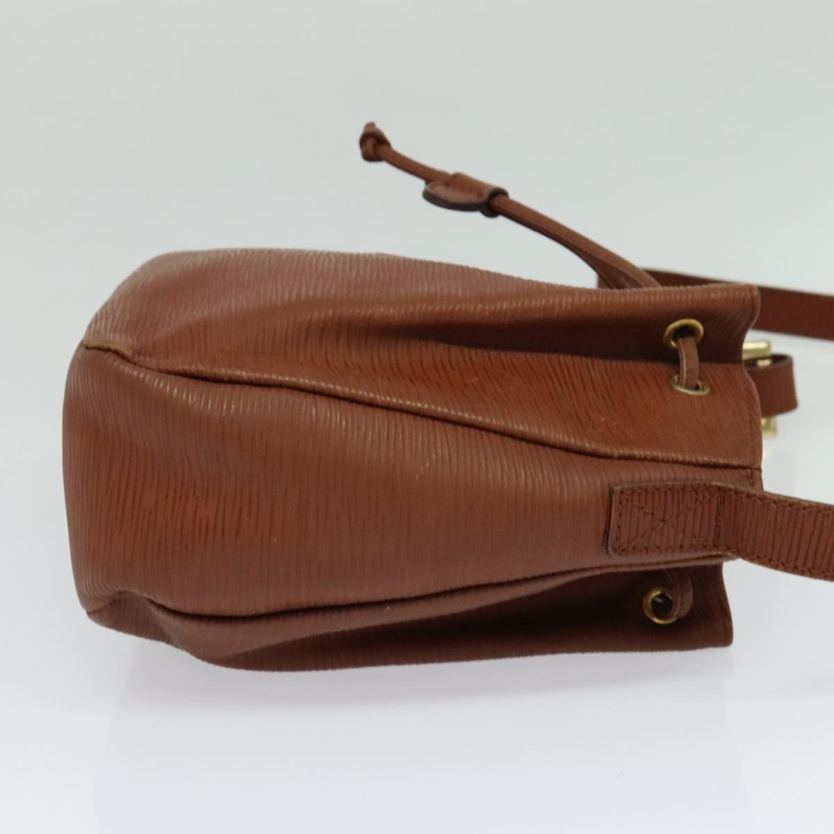 FENDI Shoulder Bag Leather Brown Gold am8357