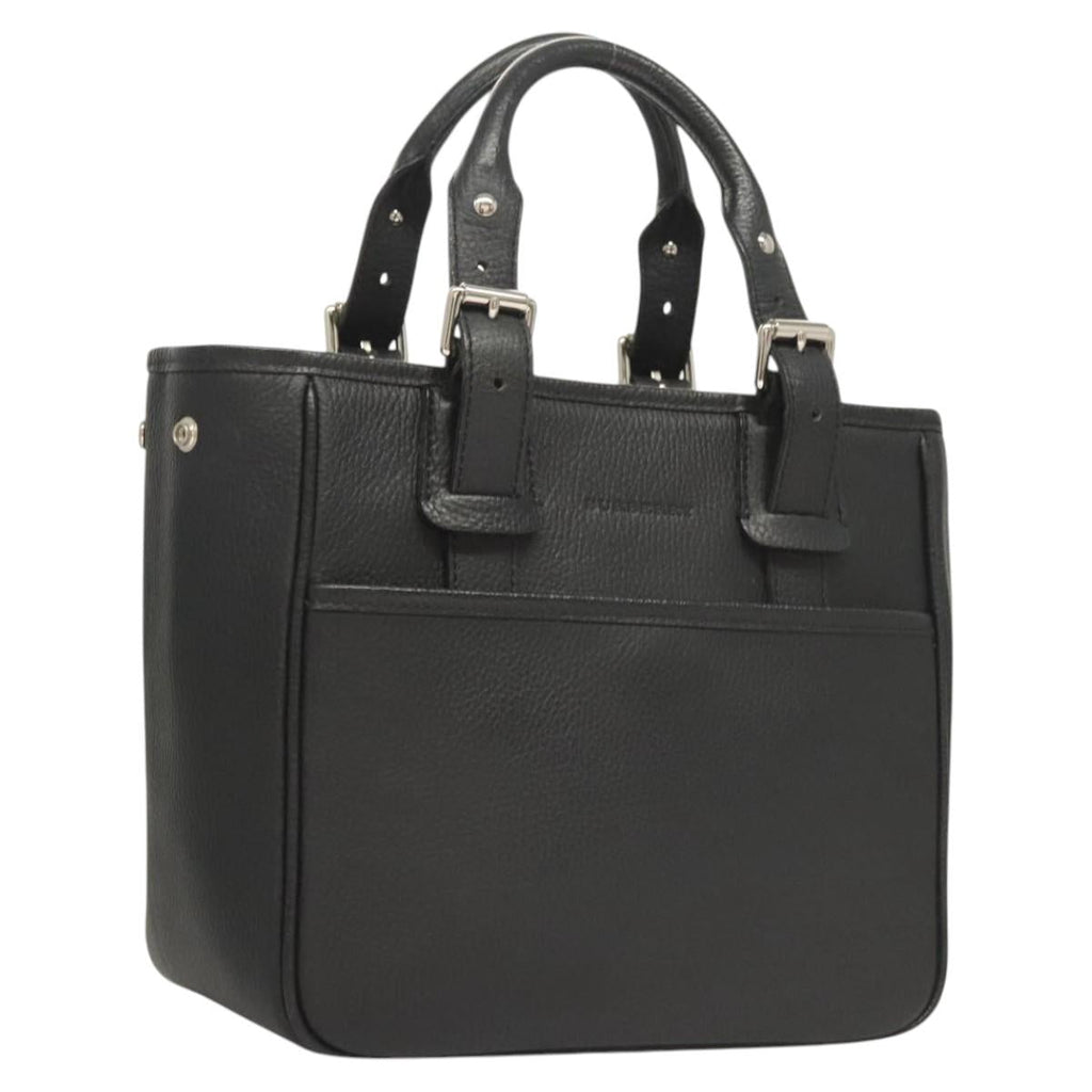 BURBERRY Hand Bag Leather Black Silver am8474