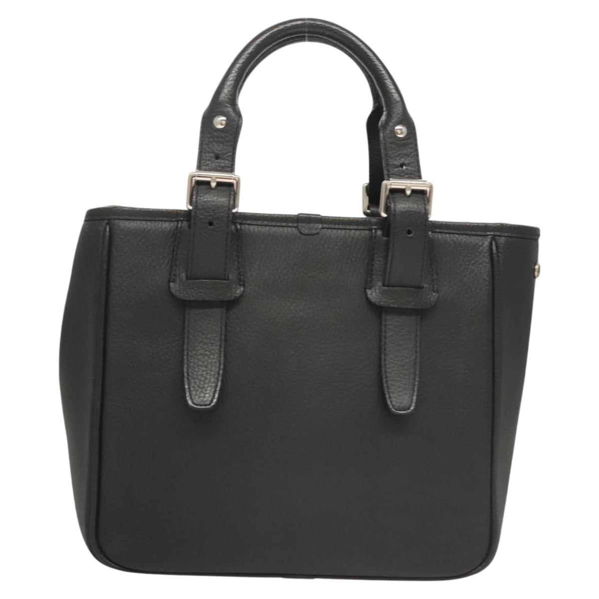BURBERRY Hand Bag Leather Black Silver am8474
