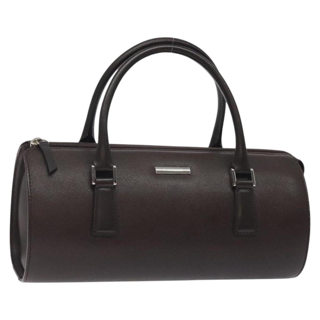 BURBERRY Hand Bag Leather Silver Brown am8636