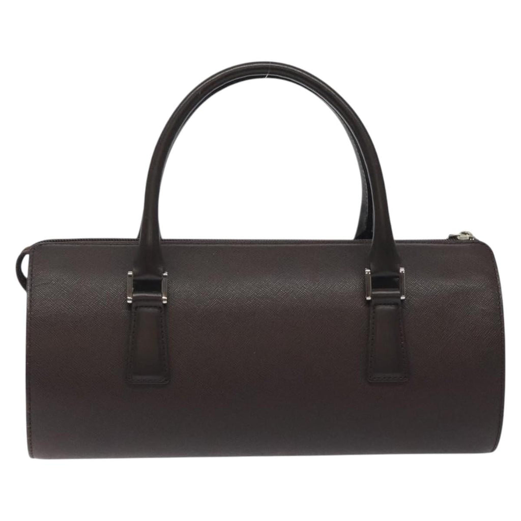 BURBERRY Hand Bag Leather Silver Brown am8636